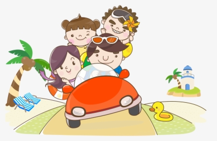 Family In The Beach Cartoon, HD Png Download, Free Download