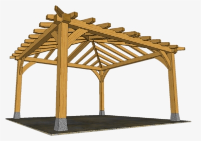 Gazebo Drawing Timber - Hipped Pergola, HD Png Download, Free Download