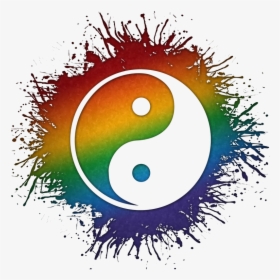 Yin And Yang Symbol Silhouetted Out Of Lgbtq Rainbow - Atheist Rainbow Symbol, HD Png Download, Free Download