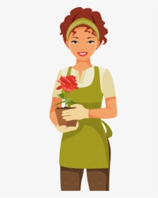 Clipart Woman Gardener - Woman Gardening Vector, HD Png Download, Free Download