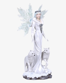 Winter Queen Fairy With Wolves Statue - Figurine, HD Png Download, Free Download