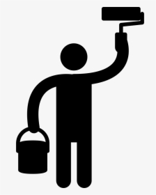 Painter With Roller And Paint Bucket - Png Icon House Painting, Transparent Png, Free Download