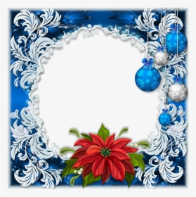 Frame, Holiday, Greeting, Poinsettia, Baubles, Scrolls, - Christmas Day, HD Png Download, Free Download