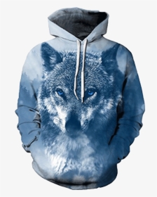 Snow Wolf Blue Filter Hoodie - Wolf Hoodie Mens, HD Png Download, Free Download