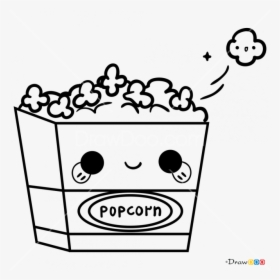 Popcorn Drawing Kawaii For Free Download - Kawaii Popcorn Coloring Page, HD Png Download, Free Download