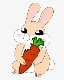 Free Easter Clipart - Cartoon Bunny Eating Carrot, HD Png Download, Free Download