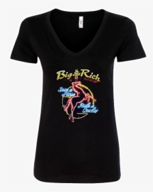 Big And Rich Ladies Black Tee Neon Sign"  Title="big - Mt Holiday Workout Shirt, HD Png Download, Free Download
