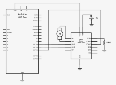 Schematic Of A Tb6612 H-bridge Controlling A Dc Motor - H Bridge Arduino Schematic, HD Png Download, Free Download