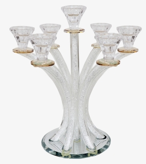 Crystal Candelabra With Broken Glass With Gold 5 Branch - Stemware, HD Png Download, Free Download
