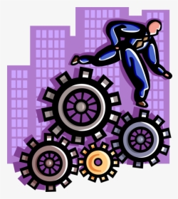 Vector Illustration Of Businessman And Cogwheel Gear, HD Png Download, Free Download