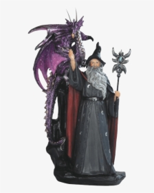 Dark Wizard And Dragon Statue - Wizard Medieval, HD Png Download, Free Download