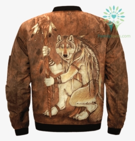 Tribal Native Anthro Wolf Wolves Over Print Bomber - Medicine Wolf, HD Png Download, Free Download