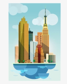 #city #background #fantasy #freetoedit - Flat Design New York City Illustrator, HD Png Download, Free Download