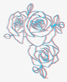 Blue Drawing Rose - Aesthetic Flower Drawing Png, Transparent Png, Free Download