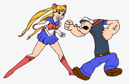 Sailor Moon Vs Popeye The Sailorman Fighter - Cartoon, HD Png Download, Free Download