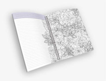 Open Spiral-bound Coloring Journal With A Rose Outline - Book, HD Png Download, Free Download