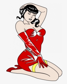 Pin-up Girl In A Red Dress - Transparent Imagem Pin Up Png, Png Download, Free Download
