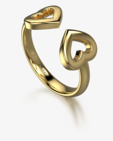 Two Hearts Open Pave Ring - Body Jewelry, HD Png Download, Free Download