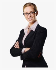 Business Woman Smiling And Standing With Her Arms Crossed, HD Png Download, Free Download