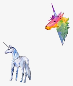 #watercolor #unicorns #white #rainbow #colorful #png - Unicorn, Transparent Png, Free Download