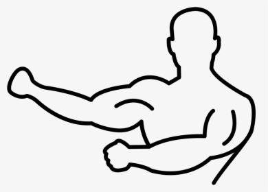 Human Outline Flexing Muscles - Male Body Drawing Strong, HD Png Download, Free Download