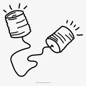 Tin Can Phone Coloring Page - Tin Can Communication Drawing, HD Png Download, Free Download