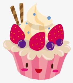 Muffin Clipart Birthday Cupcake - Birthday Cake Cute Cartoon, HD Png Download, Free Download