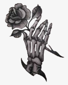#rose #tattoo #skeleton #hand #blackandwhite - Sketch, HD Png Download, Free Download