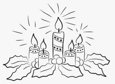 Christmas Candles Clipart Black And White, HD Png Download, Free Download