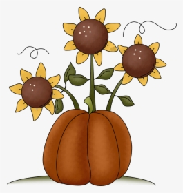Image For Thanksgiving - Cartoon Pumpkin And Sunflower, HD Png Download, Free Download