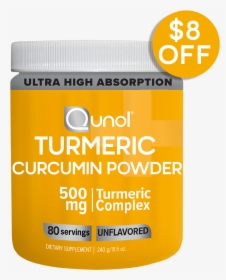 Qunol® Turmeric Curcumin Unflavored Powder - Plastic, HD Png Download, Free Download