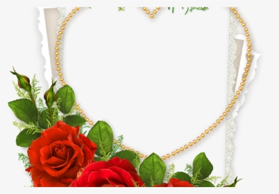 Heart Shaped Photo Frame With Doves And Red Roses Crafts - Wedding Heart Frame Png, Transparent Png, Free Download