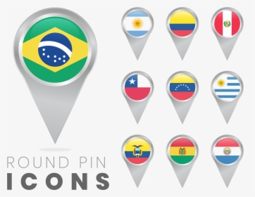Round Pin Icons Of South America Flags - Banderas Pin Iconos, HD Png Download, Free Download