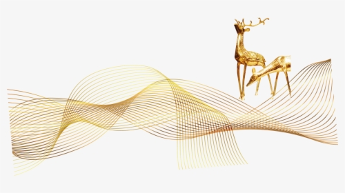 Golden Line Elk Decoration Png - Illustration, Transparent Png, Free Download