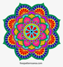 Circle Flower Mandala Colorful Eps Graphic Design Image - Transparent Rangoli Vector, HD Png Download, Free Download