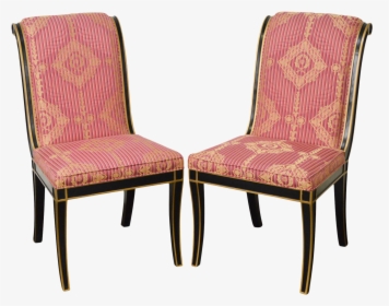 Regency Directoire Style Black & Gold Frame Upholstered - Chair, HD Png Download, Free Download