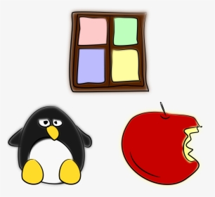 Window, Penguin And Apple Clip Arts - Transparent Operating System Clipart, HD Png Download, Free Download