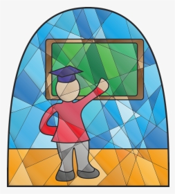 Stained Glass Window, Master, Professor, Teach - Cartoon, HD Png Download, Free Download