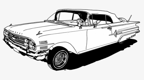 Chevrolet Impala Car Lowrider Coloring Book - Lowrider Black And White, HD Png Download, Free Download