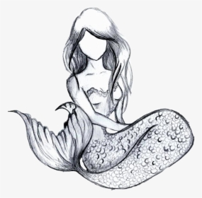 Mermaid Sketch Freetoedit Cute Easy Mermaid Drawing Hd Png