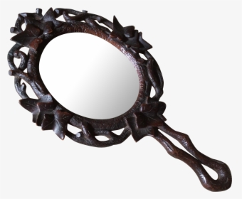 Antique German Black Forest Carved Wood Hand Mirror, - Picture Frame, HD Png Download, Free Download