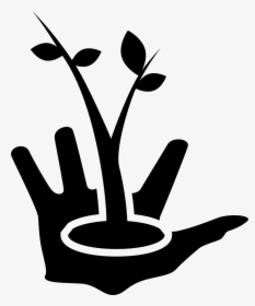 Gardener Hand With A Growing Plant On It Comments - Plant And Hand Symbol, HD Png Download, Free Download