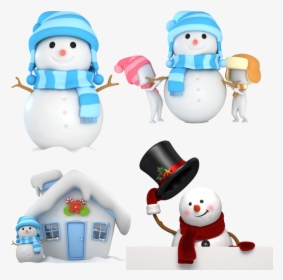 Snowman With Blue Scarf, HD Png Download, Free Download