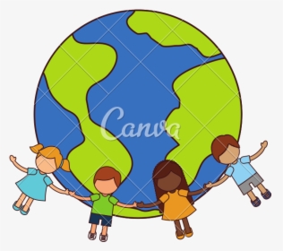 Kids Holding Hands Around The World Png - Kids Holding Hands Around The World, Transparent Png, Free Download