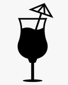 Transparent Drink Umbrella Png - Cocktail Glass Clipart Black And White, Png Download, Free Download