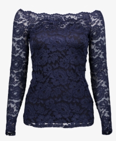 Navy Lace Long Sleeve Top, HD Png Download, Free Download