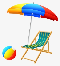 Beach Umbrella With Chair And Ball Png Clip Art Transparent, Png Download, Free Download