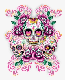 Calavera Skull Day Of The Dead Pastel Desktop Wallpaper - Background Pink Sugar Skull, HD Png Download, Free Download