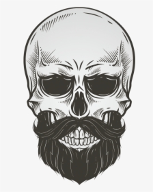 Bearded Skull Illustration Vector Drawing Beard Clipart - Skull With A Beard, HD Png Download, Free Download