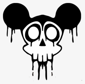 Cartoon,clip Art,bone,line Design - Cartoon Mickey Mouse Skull, HD Png Download, Free Download